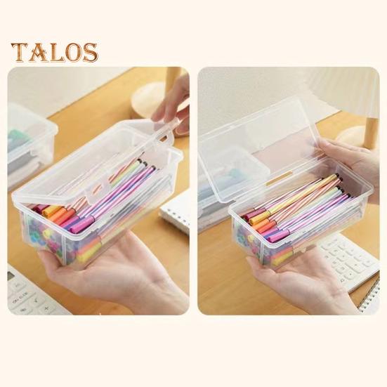 Pencil Box Extra Large Capacity Transparent Design Stackable Pencil Organizer Snap-on Lid Pencil Container