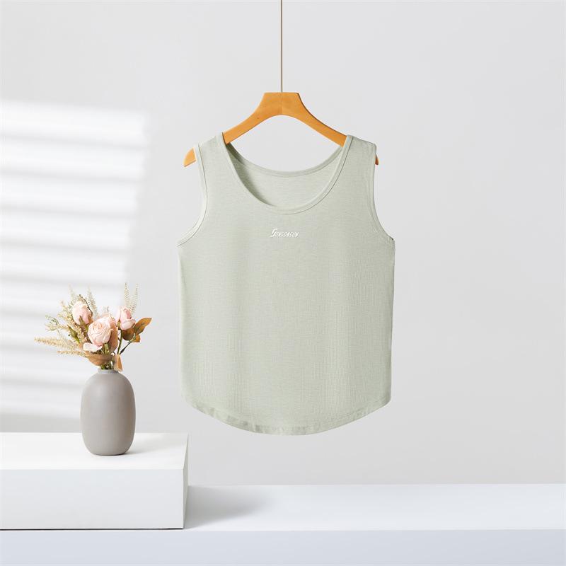 

Весенняя женская облегающая майка с буквенным принтом - модный универсальный жилет с боковой частью, закрывающей грудь One Size светло-голубой