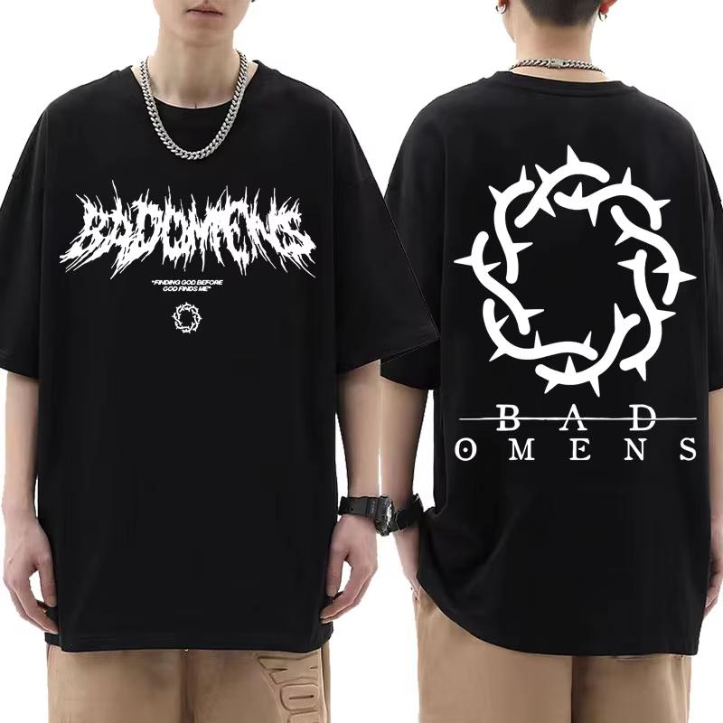 Summer T-shirt: Bad Omen Band Tour American Music Death Peace Soul Bone Graphic Short-sleeved casual style rock T-shirt Gothic