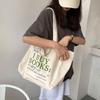 Shopping Literary Canvas Shoulder Bag Large Capacity Underarm Bag Letter Print Tote Bag  Travel