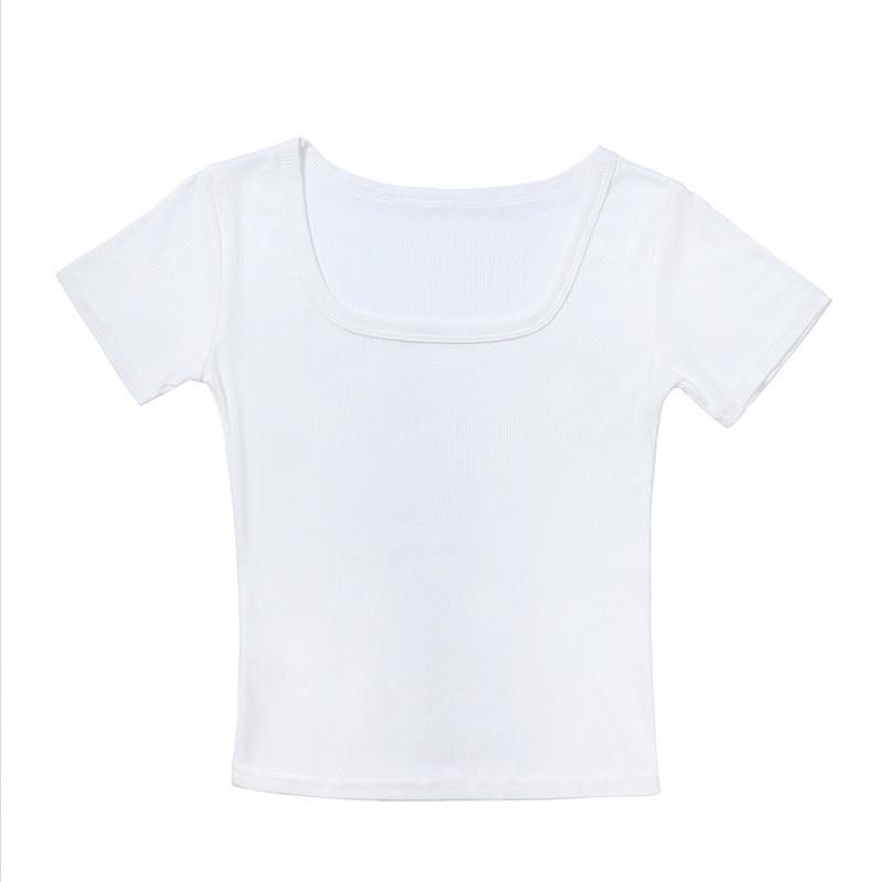 Kurzärmlige Oberbekleidung mit U-Ausschnitt und Basis-Frühlingsoutfit, Übergroßes Oberteil in koreanischer Version, Schlankheits-T-Shirt für den Sommer für Damen