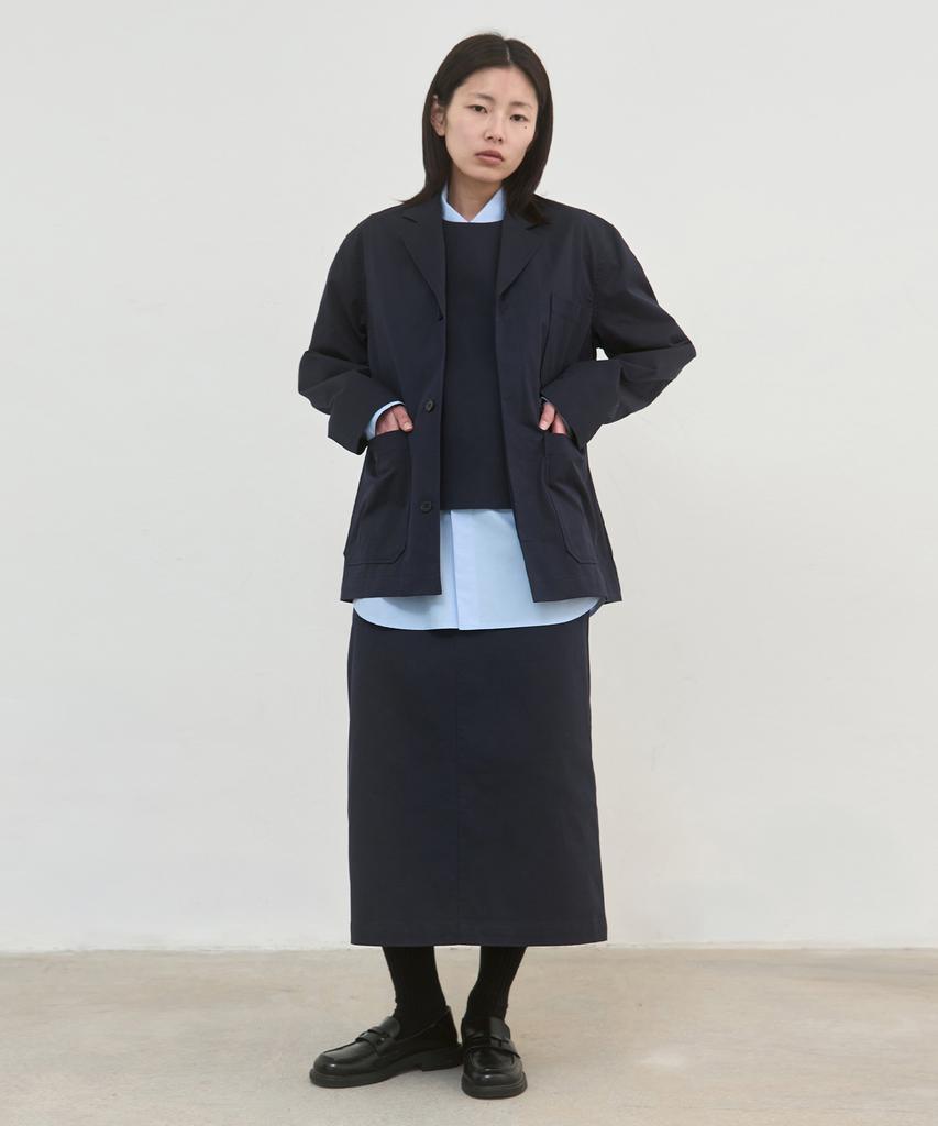 Wokeuwokeu Basic Work Skirt (Navy)