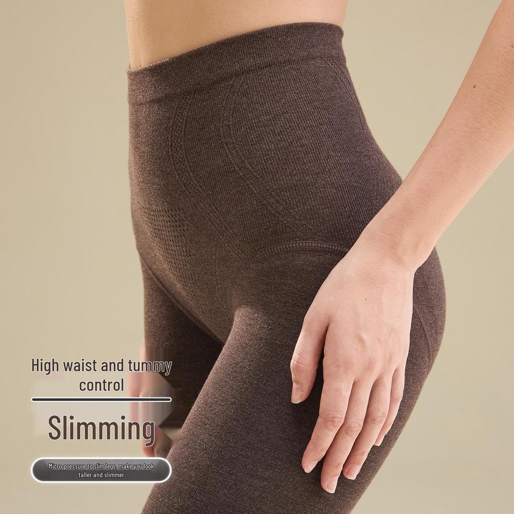 High-Waisted Tummy-Control Butt-Lifting Grey Cotton Tights - Women's Plus Velvet Thick Warmth Pantyhose for Autumn/Winter