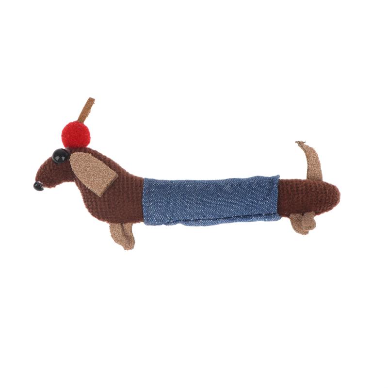 Cute Dachshund Cloth Doll Ornament Waterproof Surface Charm for DIY Brooch Keychain Hairpin Craft Home Decor