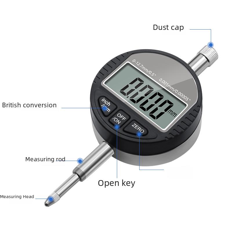 0-12,7mm Elektronischer Digitaler Messuhr-Mikrometer, 0,01mm Tiefenmessung, 0,001mm Genauigkeit.