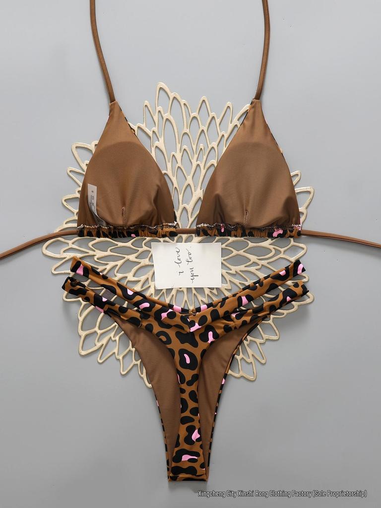Leopard Print Sexy Two-Piece Bikini Set for Women