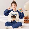 Kinder Flanell Pyjama Set Jungen Mädchen Warm Langarm Oberteil Und Hose Nachtwäsche Winter Haus Nachtwäsche
