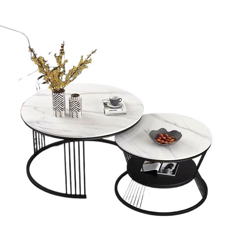 Modern Minimalist Round Coffee & Side Table Set for Small Apartments
