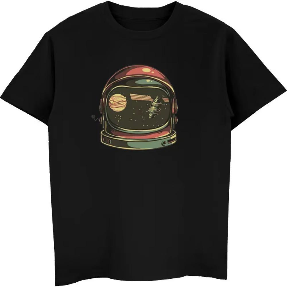 Retro-Stil Astronautenhelm T-Shirt Weltraum Cartoon Modische Astronauten T-Shirts T-Shirt Herrenbekleidung Übergroße Unisex-Oberteile