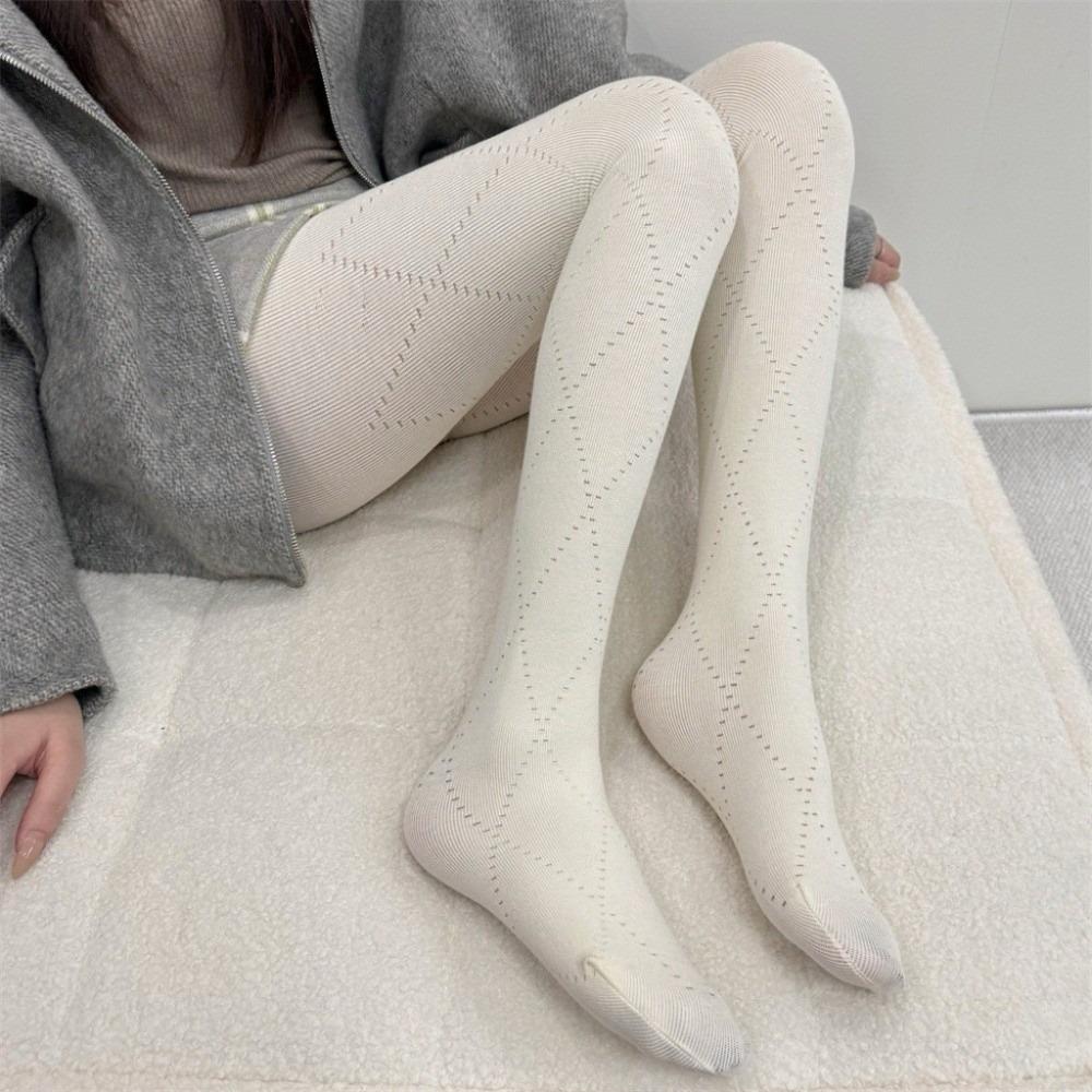 Breathable Argyle Tights Fashionable Thermal Leggings Y2K Jacquard Knitted Stockings  Autumn Winter