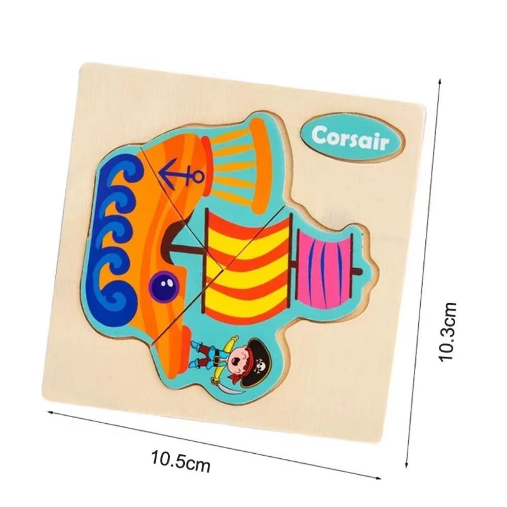 Baby Montessori Toys 3d Wooden Puzzle Cartoon Animal Traffic Jigsaw Puzzle Early Learning Educational Toys for Children Gift