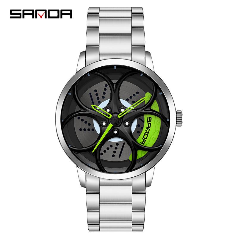 Sanda TEMU Men's Waterproof Quartz Watch with Hollow Dial and Steel Band