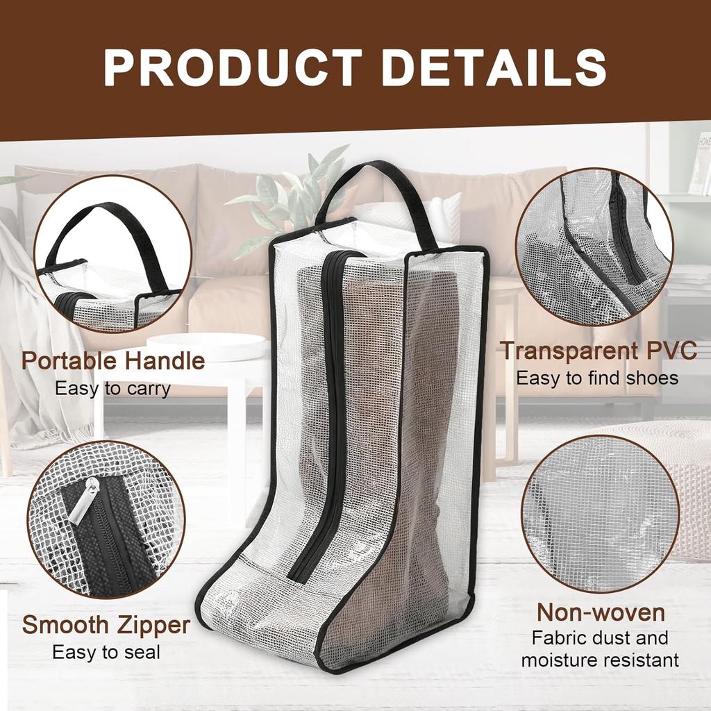 Portable Boots Storage, Tall Boots Storage Short Boots Protector Bag, Shoe Dust Bags,Shoe Sleeves for Travel,Clear Packing Organizers for Men & Women