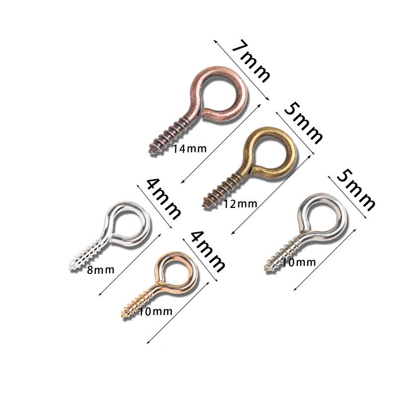200pcs Small Tiny Mini Eye Pins Eyepins Hooks Eyelets Screw Threaded Gold Color Clasps Hooks Jewelry Findings For Making DIY