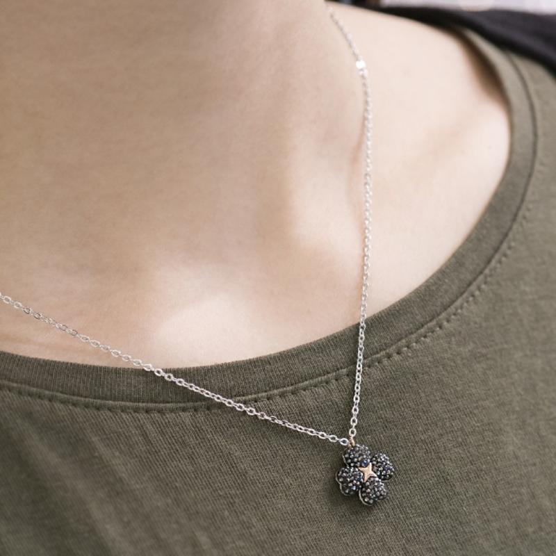 Swarovski Latisha Four-Leaf Clover Pendant Necklace Double-Sided Different Colors Women Necklace Silver Black Gold 5368980