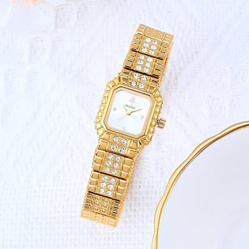 Women Dress Bracelet Watches Clock Relógio Fashion Rhinestone Square Small Dial Steel Band Ladies Watch Elegant