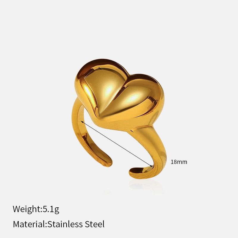 European and American fashion influencer bestseller: glossy open titanium steel ring, stainless steel plated with 18K gold, niche ring for women