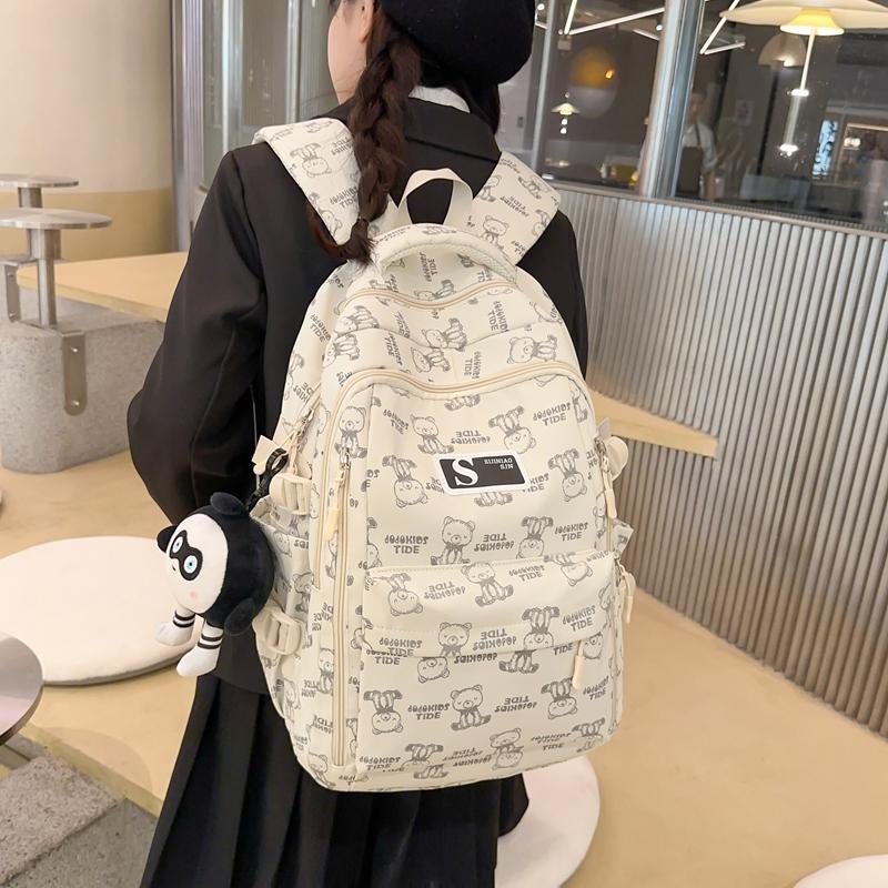 Student Schoolbag Female Junior High School Large Capacity Backpack Bear Schoolbag