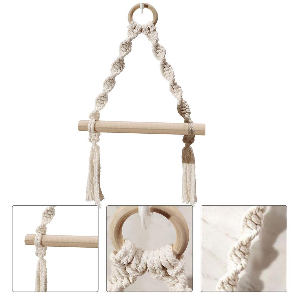 Hand Woven Wooden Toilet Paper Holder Bohemian Wall Hanging Room Decor Bathroom Towel Dispenser Home Roll Paper Holder