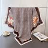 Small Fragrant Plaid Imitation Silk Large Square Scarf Retro Printing Shawl Neck Silk Scarf Herringbone Pattern Women'S Scarf Headscarf