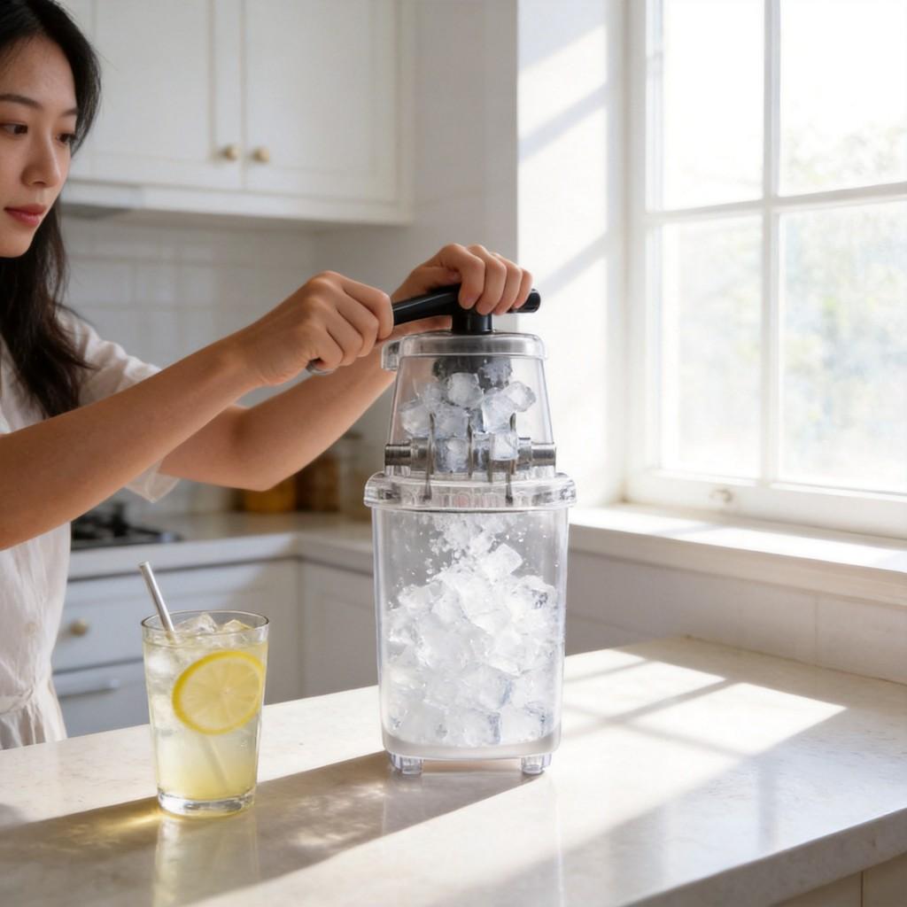 Portable Handheld Ice Crusher With Safety Features And Easy Control For Personal Use