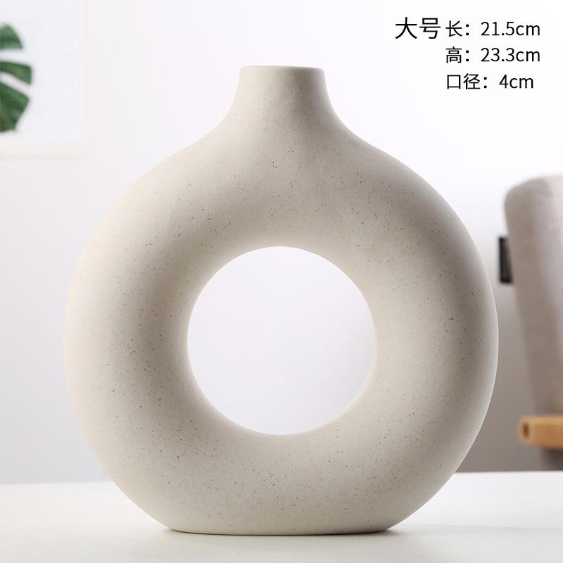 NEW Circle Ceramic Vase Minimalist Decoration Creative and Minimalist Living Room Bedroom Home Tabletop Vase Ceramic Decoration