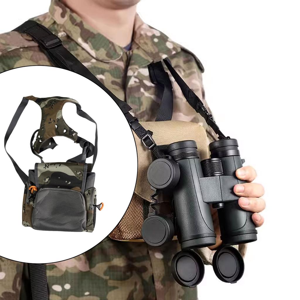 Binocular Harness Chest Pack Practical Multipurpose with Rain Cover Bino Bag Carrier Pack Multi Pocket Storage Bag