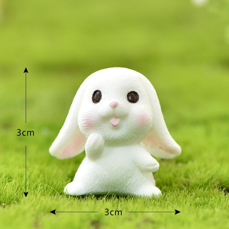 7pcs Cute Animal Garden Decorative Bunny Set Micro Landscape Resin Small Figurines Creative Furniture Decor for Fairy Garden