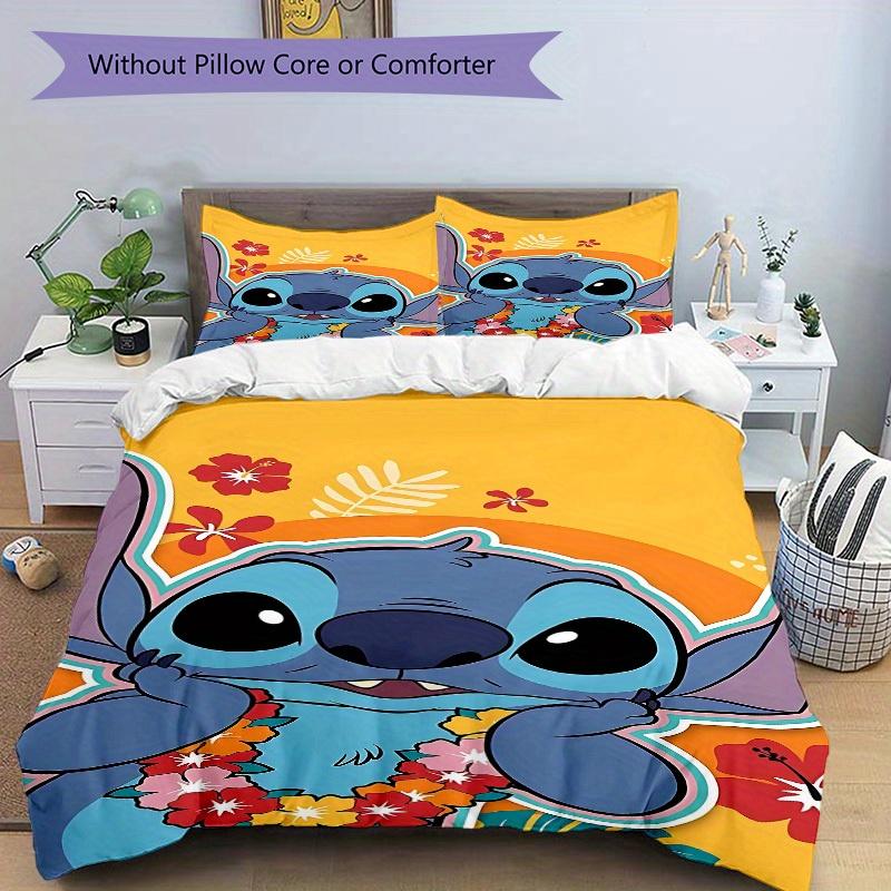 3pcs Stitch Printed Bedding Set, Breathable And Soft, Machine Washable, Christmas Gift, Suitable for Bedroom Decoration, 107