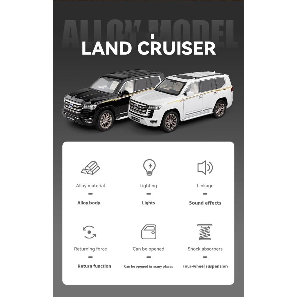 Model auta Toyota Land Cruiser z hliníkové slitiny v měřítku 1/18, Dětská hračka s autentickými zvuky a světly, Prémiový sběratelský kousek pro automobilové nadšence