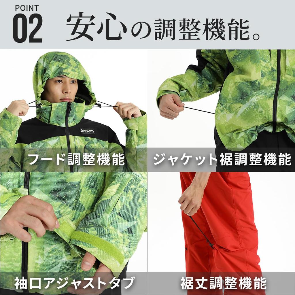 NNOUM Ski Wear Set and Water Resistant to and Easy to Move Adjustable Available in a Variety of Colors Models Men's (Top Bottoms), 30,000ml,