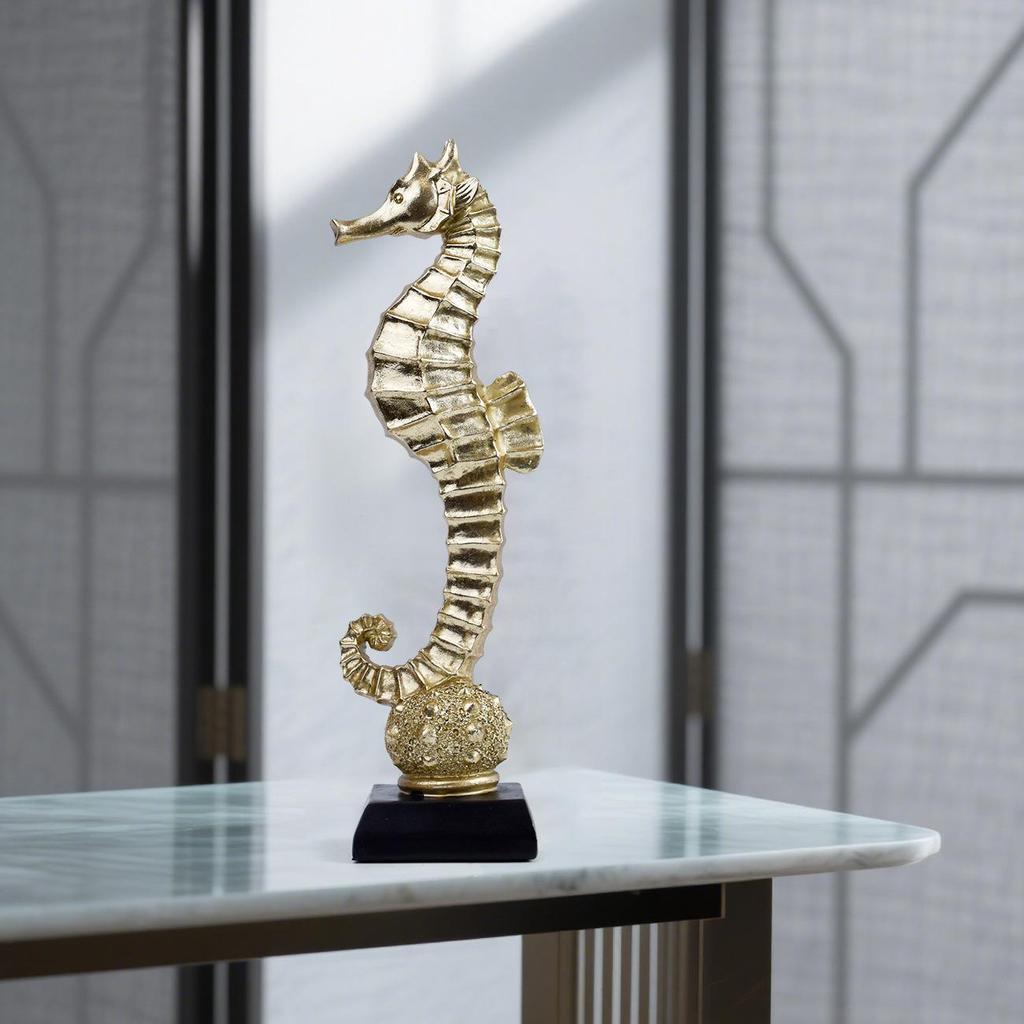 Gilded Seahorse Seashell TV Cabinet - Modern Home Decor Piece