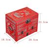 Vintage Wooden Jewelry Box with Copper Wire Inlay Mother of Pearl Handcrafted Pingyao Lacquerware