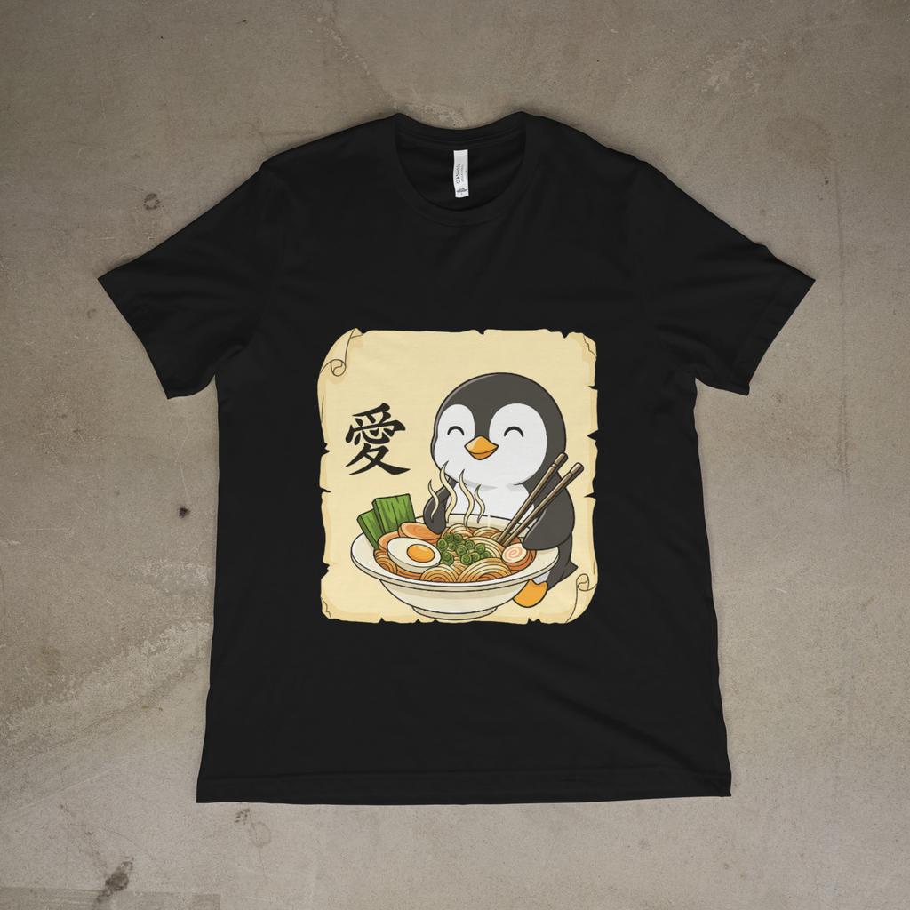 Cute Penguin Ramen Shirt Japanese Love Anime Food Kawaii Graphic Tee