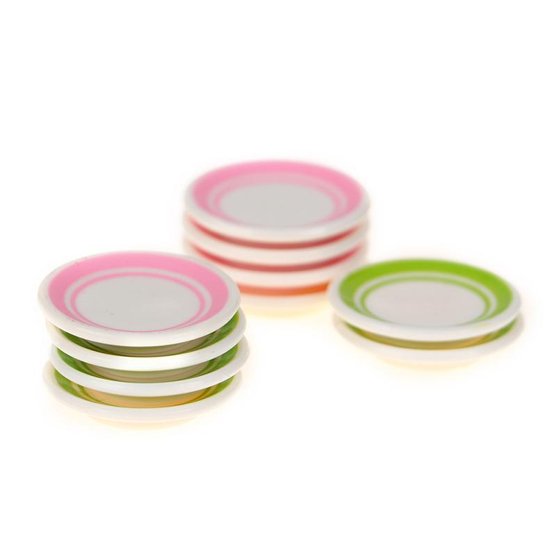 5Pcs/Bag 1:12 Dollhouse Miniature Colorful Plate Dishes Kitchen Accessories Toys