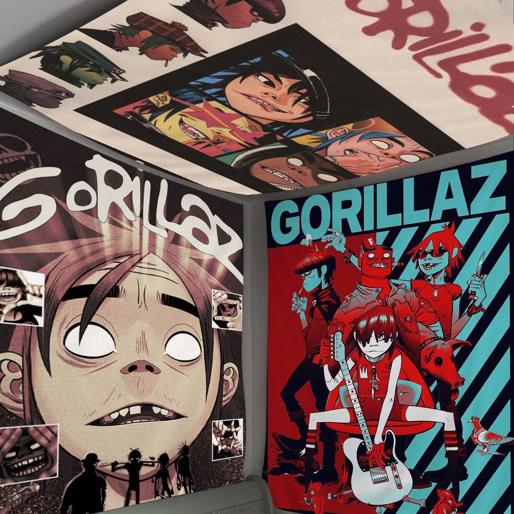 Virtual Anime Rock Band Gorillaz Colorful Tapestry Wall Hanging Hanging Tarot Hippie Wall Rugs Dorm Wall Art Decor