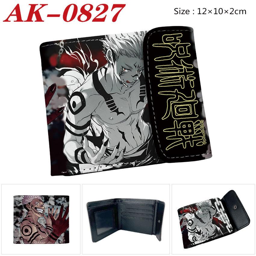 Gojo Satoru Anime Wallet Jujutsu Kaisen White Hair Teacher Bi-Fold Snap Coin Card Purse Black