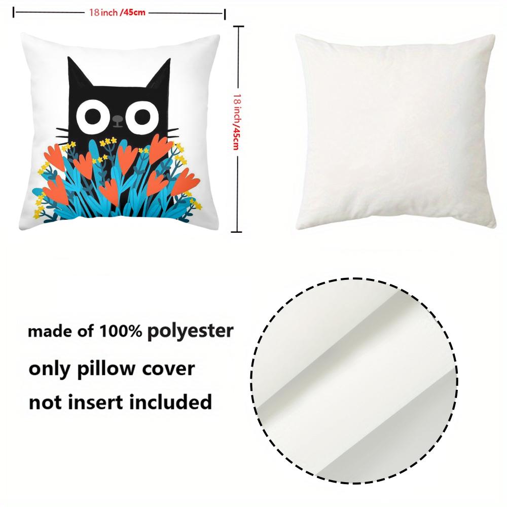 Black Cat And Floral Patterned Decorative Throw Pillows Polyester pillowcase, sofa decorative cushion cov Headboard Pillow