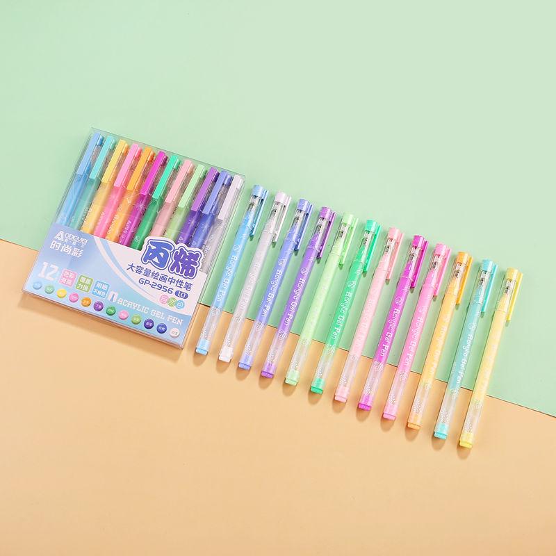 

Acrylic 12-Color Rainbow Ballpoint Pen Set: Large Capacity 1.0 Bullet Tip for Journaling and Student Marking 1 Box: 12 Pens, 1.0 Tip