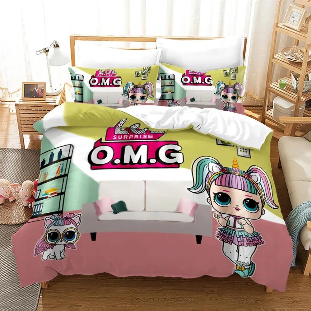 Anime Pink Doll 3PCS Single-sided Printed Series BeddingSet Duvet Set Comfortable Breathable Cover Sets Sheet Bedspreads