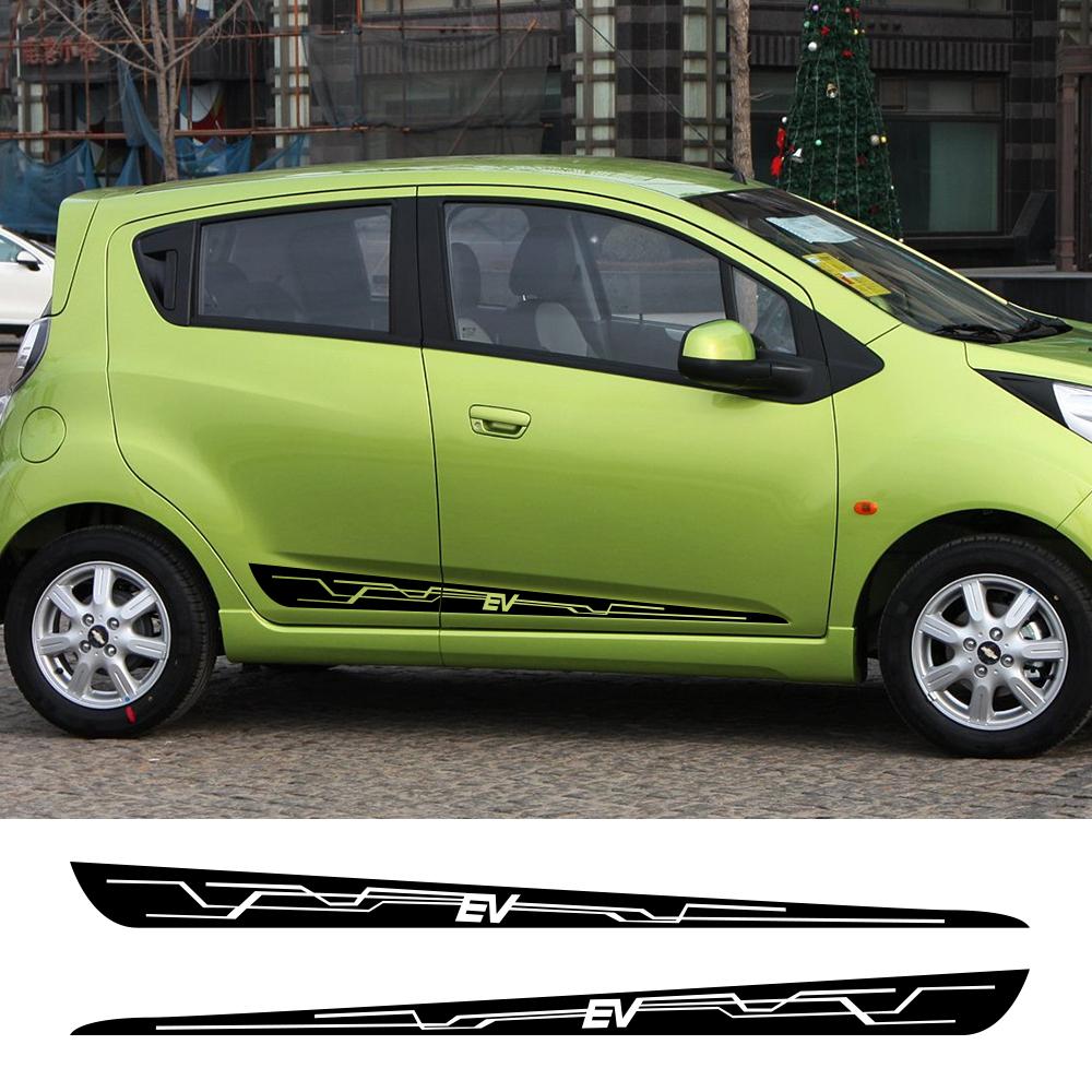 2PCS Car Door Side Stickers For Chevrolet Spark EV Tuning Auto Accessories Vinyl Film Decals Automobile Sports Styling Graphics
