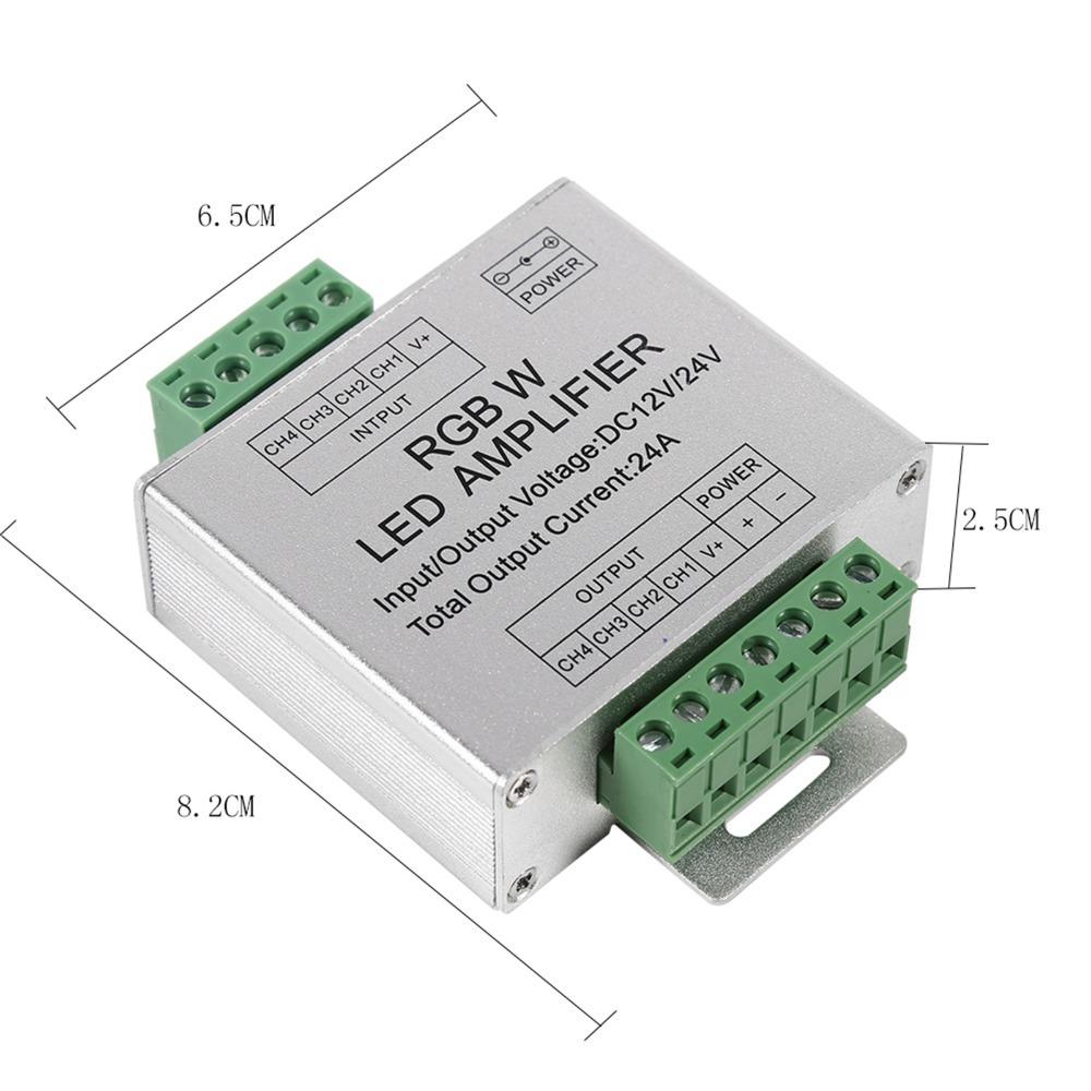 4 Channel Output RGBW LED Amplifier 24A Signal Repeater PWM Signal Booster  For RGBWW LED Strip