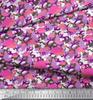 Soimoi Japan Crepe Satin Fabric Camouflage Texture & Flamingo Bird Printed Craft Fabric by the Metre 42 Inch