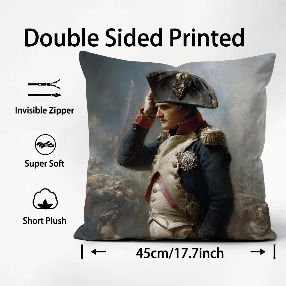 

Napoleon Bonaparte Art Cushion Cover Plush Fabric Soft DoubleSided Printed Sofa Warm Winter Home Child Gift Pillow Case 30x30cm