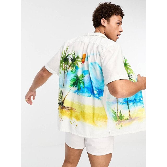 

Белая рубашка с воротником Levi s revere и пальмовым принтом