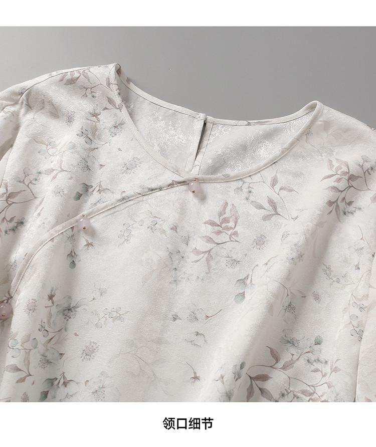 New Chinese style printed shirt for women in the spring of 2026, versatile commuter shirt with seven quarter sleeves