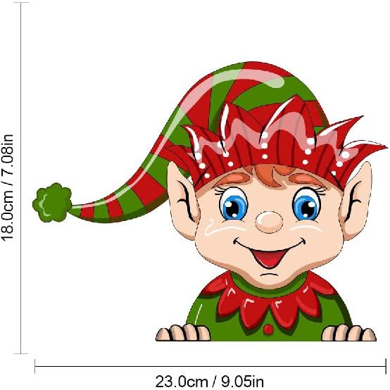 Christmas Decor Elf Peeking Sticker, Car Window Decals Vinyl Waterproof Stickers for Cars Truck SUV Laptop Bumper Car Stickers and Decals (Elf)