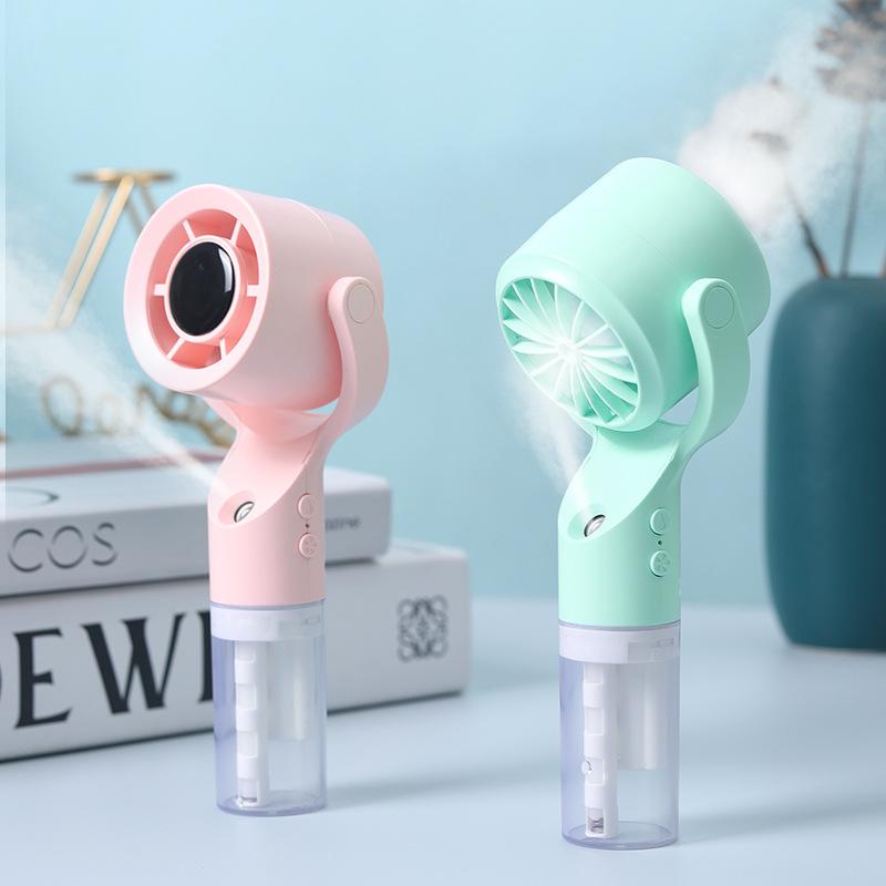 1Set Outdoor Water Spray Mist Fan Portable Handheld Spray Fan Student Dormitory Mini Fan Summer Supplies Cooling Tools