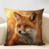 Fox Face Forest Animal Cushion Cover Durable Hypoallergenic Organic Linen Pillow Cover Short Size Washable Skin-Friendly