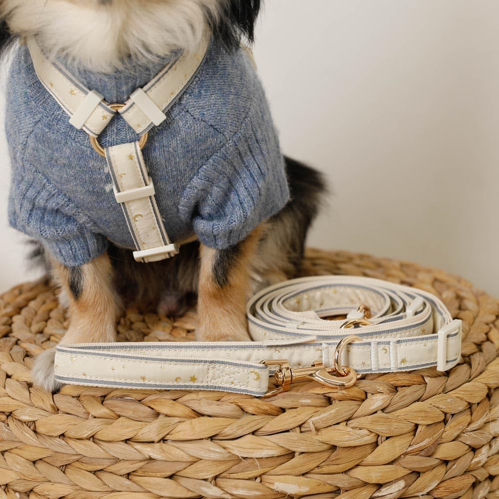 monchéri 2-Way Reflective Star Pattern Dog Leash/IVORY/FREE, Cute, Stylish, Popular Brand, Suitable for Toy Poodles, Chihuahuas, and Small Dogs